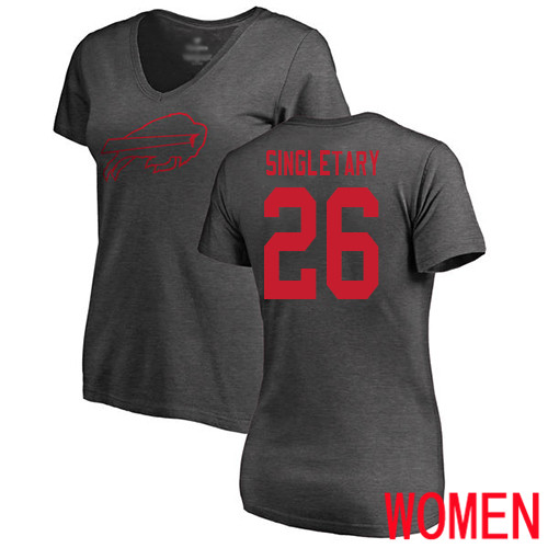 NFL Women Buffalo Bills #26 Devin Singletary Ash One Color T Shirt->nfl t-shirts->Sports Accessory